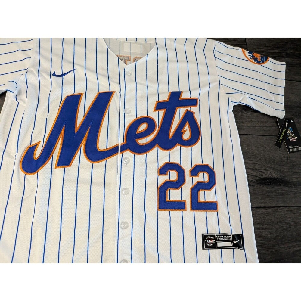 Juan Soto #22 New York Mets White Pinstripe Jersey Men's Sizes - Picture 3 of 3